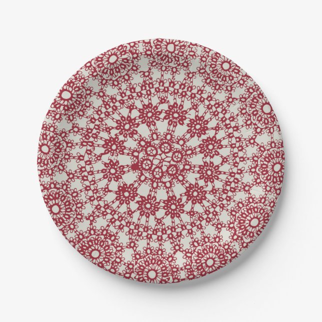 American Doily & Lace, 12, Cream on Blue Pappteller (Vorderseite)
