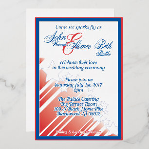 American Dream Hochzeit rot-weiß-blau Hochzeit Folieneinladung