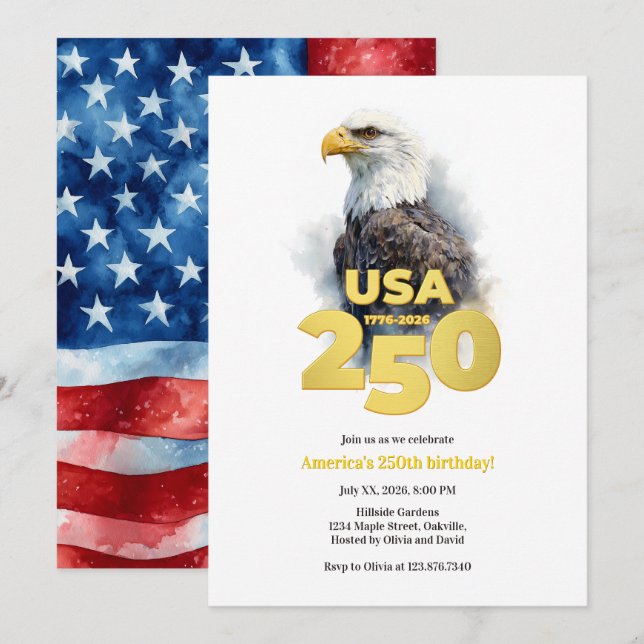 American Eagle America's 250th Anniversary Einladung (Vorne/Hinten)