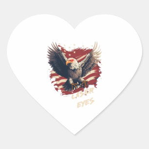 American Eagle Bitcoin Laser Eyes Herz-Aufkleber