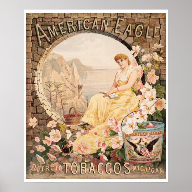 American Eagle Chewing Tobacco 1885 Werbung Poster (Vorne)