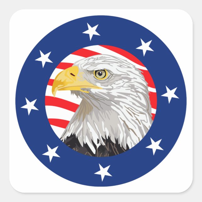 American Eagle Design Quadratischer Aufkleber (Vorderseite)