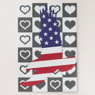 American Eagle Drapeau Jigsaw Puzzle Coeurs