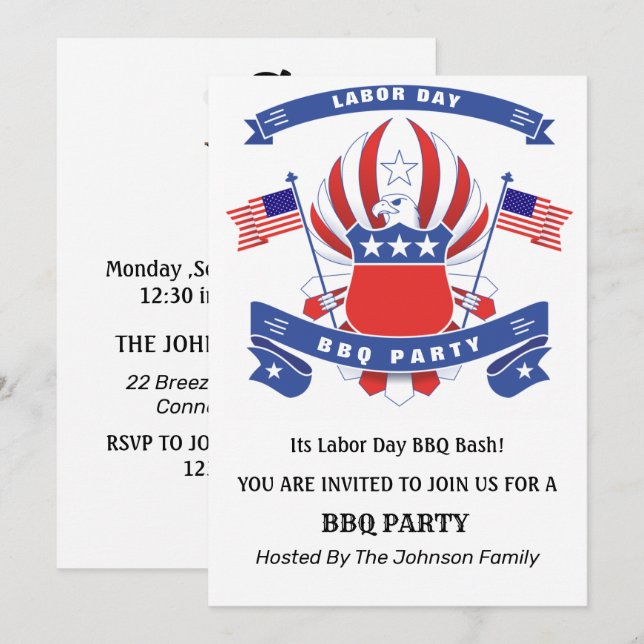 American Eagle GRILLEN Party Einladung (Vorne/Hinten)
