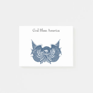 American Eagle Guarding USA Patriotic Flag Banner Post-it Klebezettel