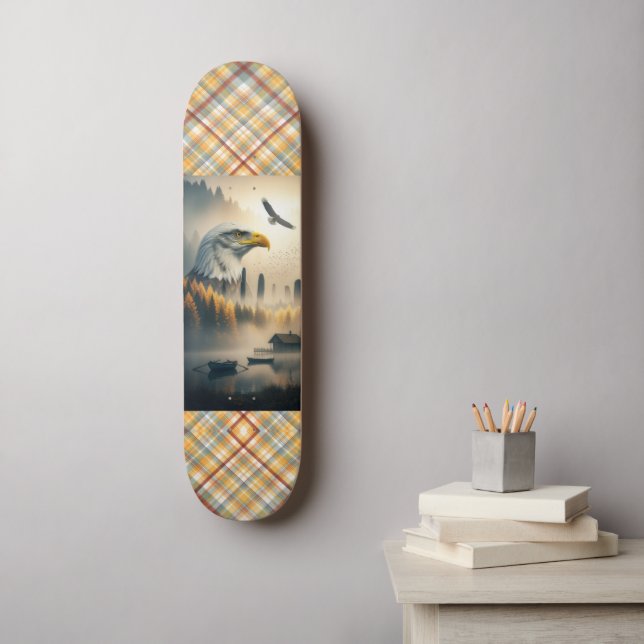 American Eagle Nature Plaid Skateboard (Wandkunst)