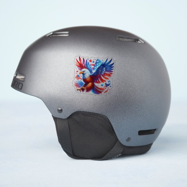 American Eagle Patriotic Design Red White Blue Aufkleber (Helmseite)