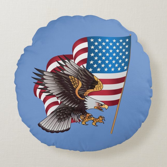 American Eagle Rundes Kissen (Vorderseite)