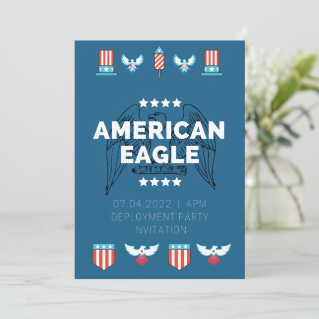 American Eagle Stationierung Party Einladung (Stehend Vorderseite)