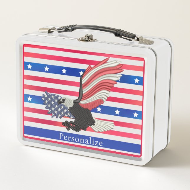 American Eagle USA Patriotic Stars Streifen Metall Brotdose (Vorderseite)