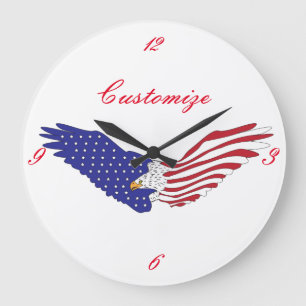 American Eagles Thunder_Cove Patriotic 4. Juli Große Wanduhr