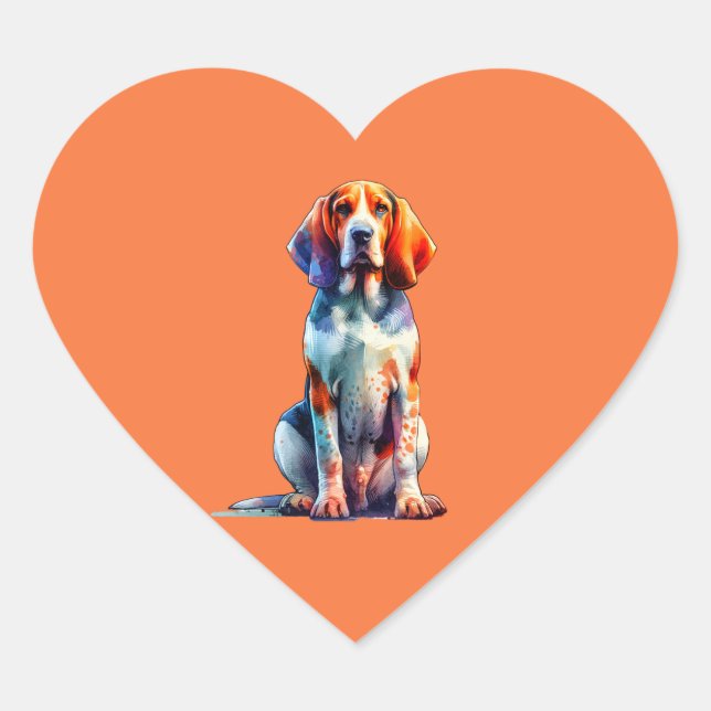 American English Coonhound Dog Herz-Aufkleber (Vorderseite)