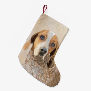 American English Coonhound Gemälde - Hundekunst Kleiner Weihnachtsstrumpf