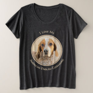 American English Coonhound Painting - Dog Art Große Größe T-Shirt