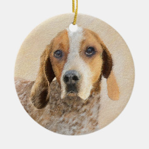 American English Coonhound Painting - Dog Art Keramik Ornament