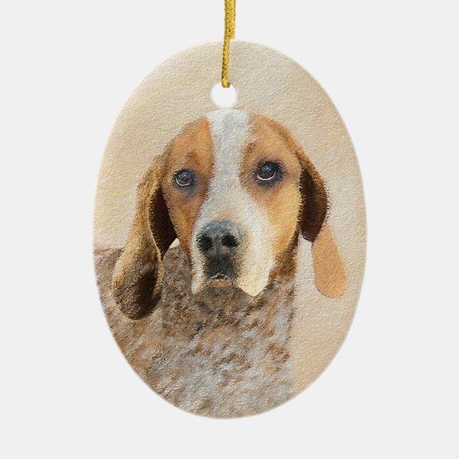 American English Coonhound Painting - Dog Art Keramik Ornament (Vorne)