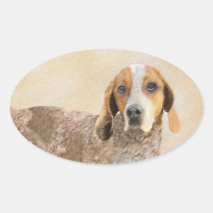American English Coonhound Painting - Dog Art Ovaler Aufkleber