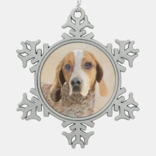 American English Coonhound Painting - Dog Art Schneeflocken Zinn-Ornament
