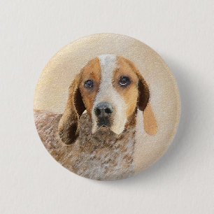 American English Coonhound Painting - Original Art Button