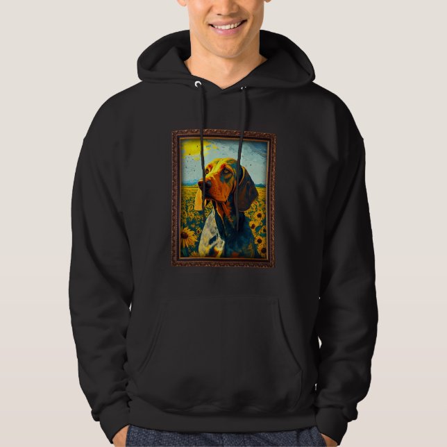 American English Coonhound Painting Sunflower Flow Hoodie (Vorderseite)