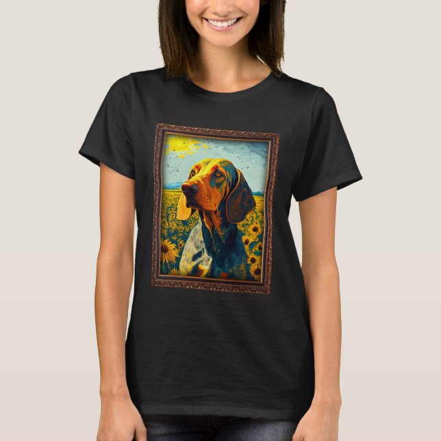 American English Coonhound Painting Sunflower Flow T-Shirt (Vorderseite)