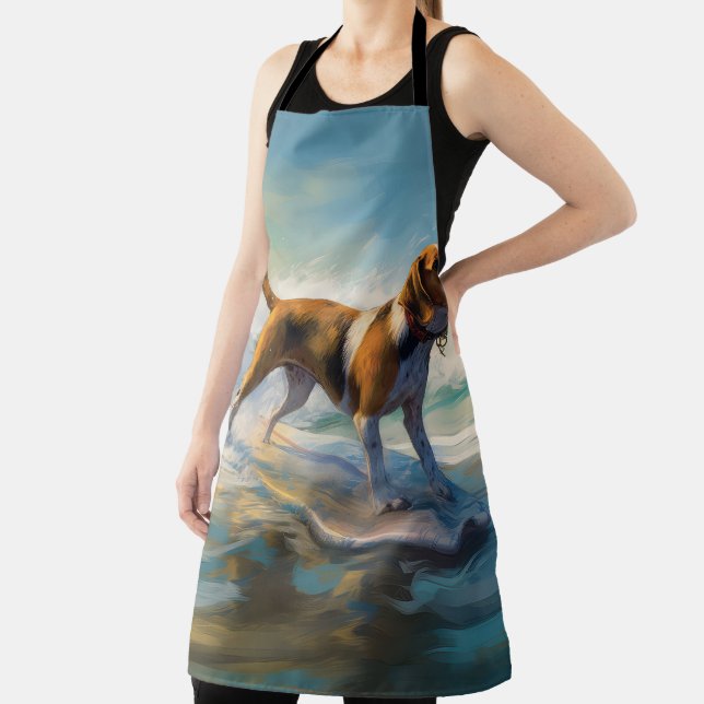 American English Foxhound Beach Surfing Painting Schürze (InSitu)