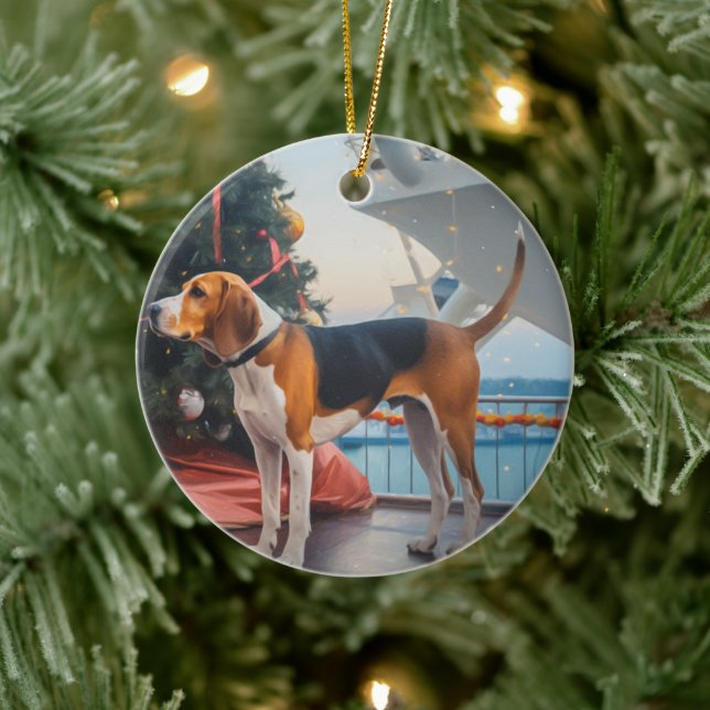 American English Foxhound Christmas Cruise Holiday Keramik Ornament (Baum)