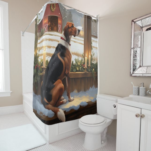 American English Foxhound Christmas Lights Holiday Duschvorhang (Beispiel)