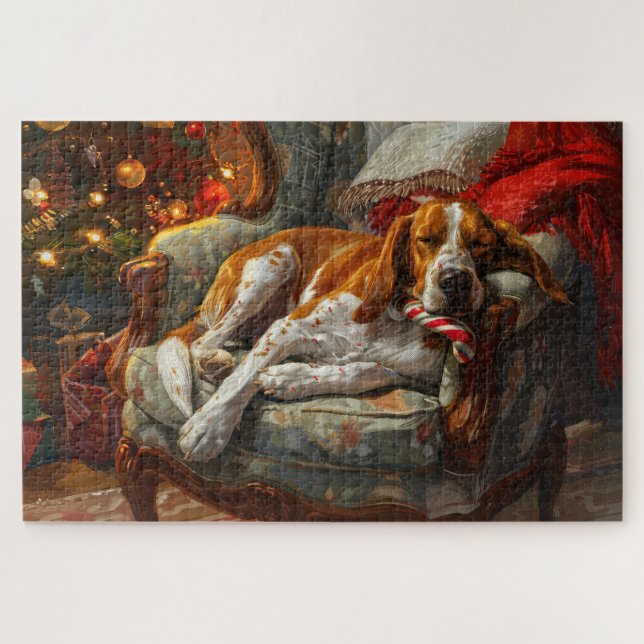 American English Foxhound Dog Weihnachtsfest (Horizontal)