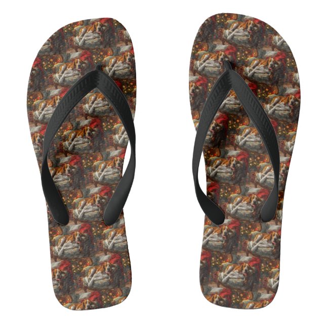 American English Foxhound Dog Weihnachtsfest Flip Flops (Fußbett)