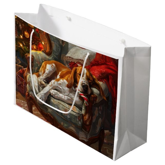 American English Foxhound Dog Weihnachtsfest Große Geschenktüte (Vorderseite Schrägansicht)