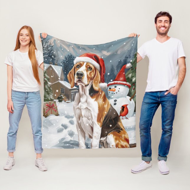 American English Foxhound Dog Winter Christmas Joy Fleecedecke (Beispiel)