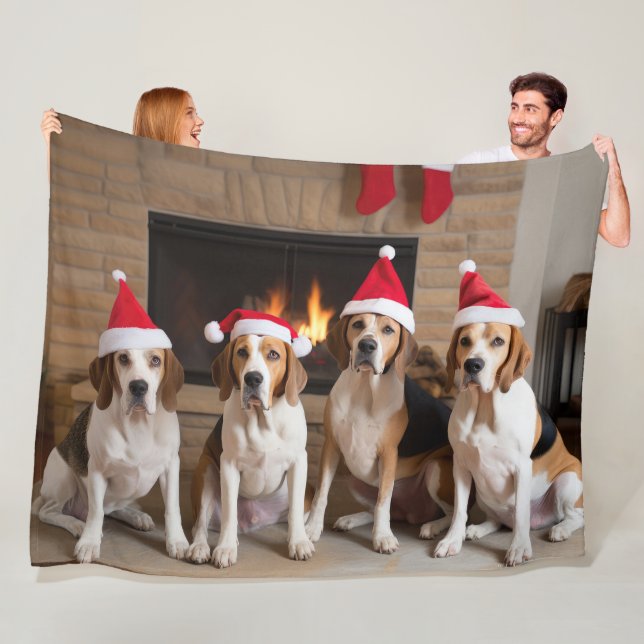 American English Foxhound Fireplace Weihnachten Fleecedecke (Beispiel)