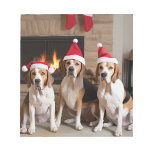 American English Foxhound Fireplace Weihnachten Notizblock