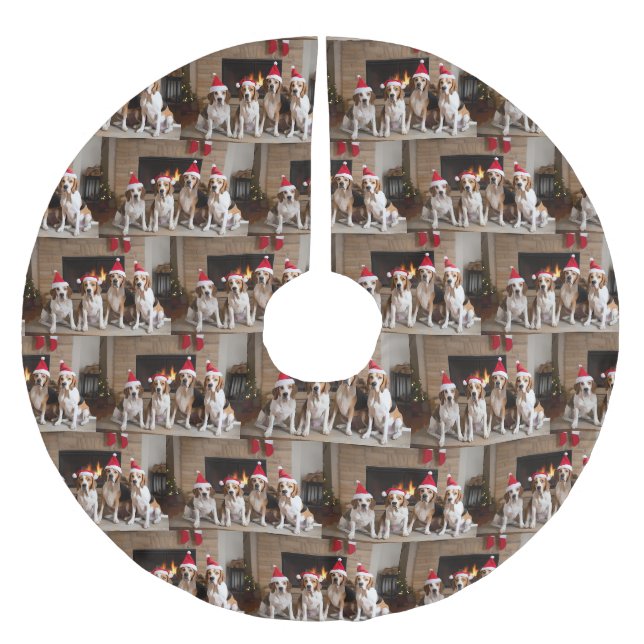 American English Foxhound Fireplace Weihnachten Polyester Weihnachtsbaumdecke (Vorderseite)