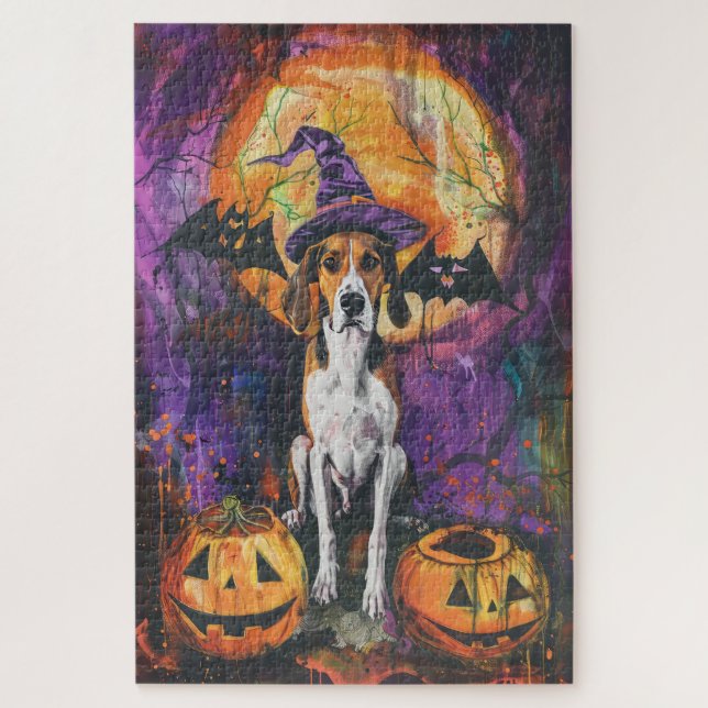 American English Foxhound Halloween Pumpkin (Vertikal)