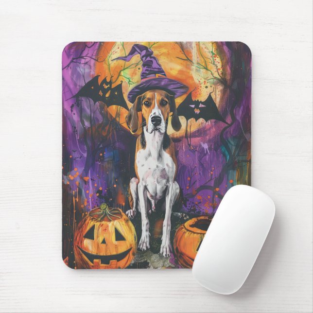 American English Foxhound Halloween Pumpkin Mousepad (Mit Mouse)