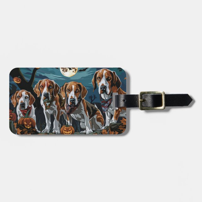 American English Foxhound Halloween Spooky Gepäckanhänger (Vorderseite horizontal)