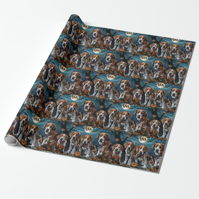 American English Foxhound Halloween Spooky Geschenkpapier (Ungerollt)
