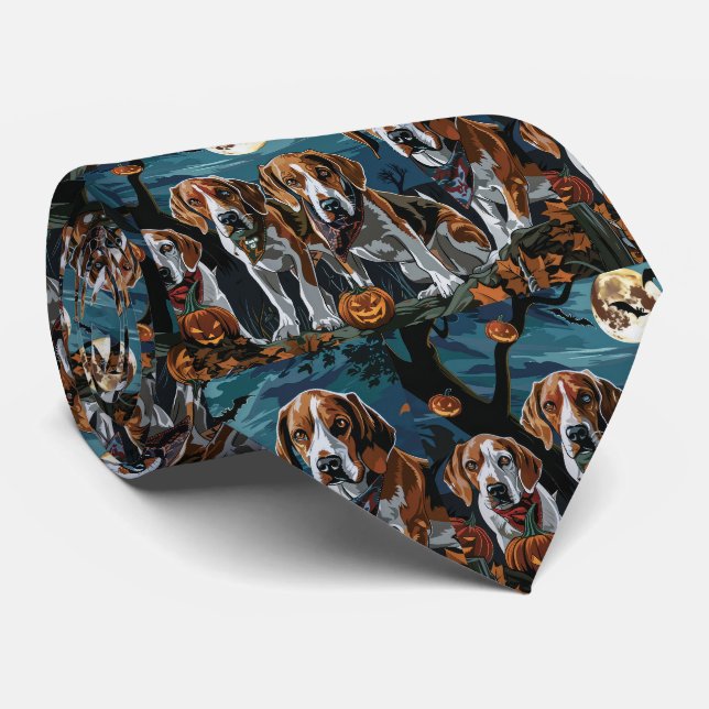 American English Foxhound Halloween Spooky Krawatte (Gerollt)