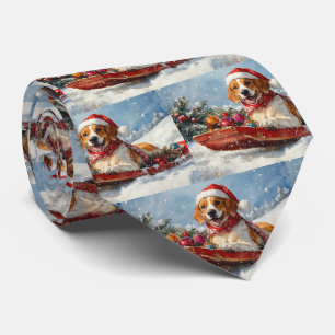 American English Foxhound im Schlitten Weihnachten Krawatte
