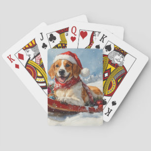 American English Foxhound im Schlitten Weihnachten Spielkarten