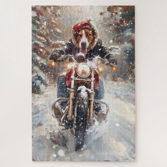 American English Foxhound Riding Bike Weihnachten (Vertikal)