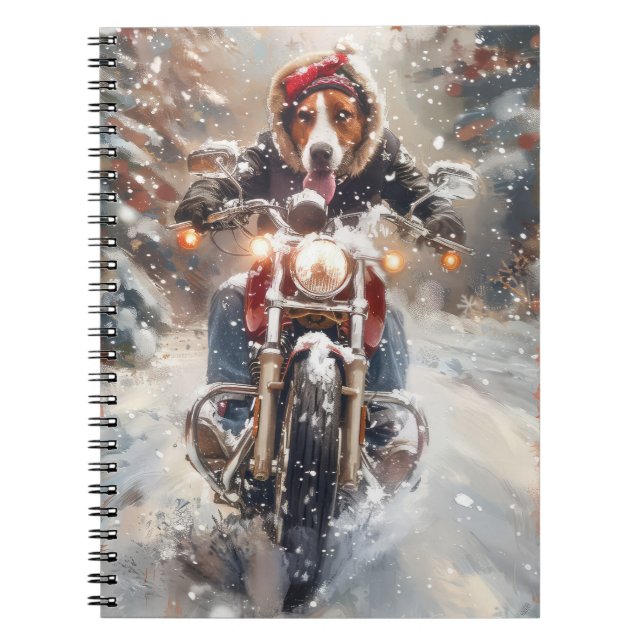 American English Foxhound Riding Bike Weihnachten Notizblock (Vorderseite)