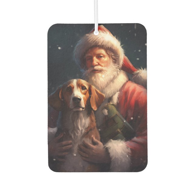 American English Foxhound Santa Claus Weihnachten Autolufterfrischer (Vorderseite)