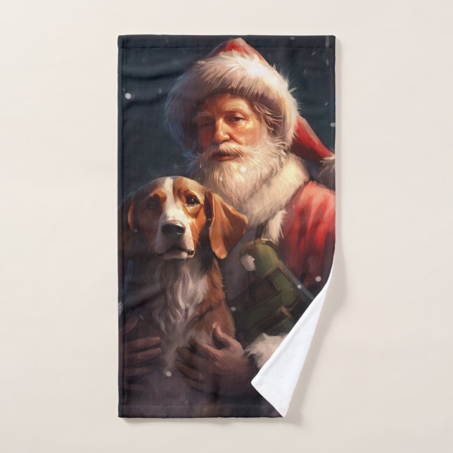 American English Foxhound Santa Claus Weihnachten Badhandtuch Set (Handtuch)
