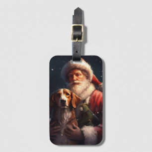 American English Foxhound Santa Claus Weihnachten Gepäckanhänger