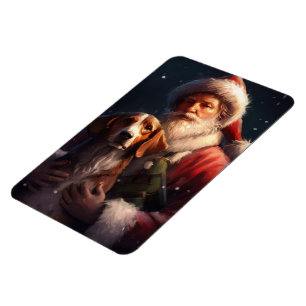 American English Foxhound Santa Claus Weihnachten Magnet