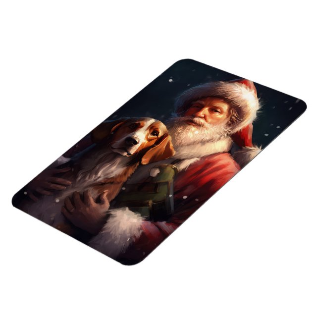 American English Foxhound Santa Claus Weihnachten Magnet (Linke Seite)