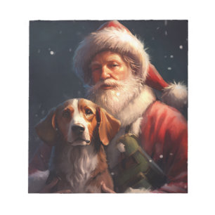 American English Foxhound Santa Claus Weihnachten Notizblock